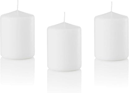 3 X 4 Inch Pillar Candles Set of 12 Bulk Event Pack Round Unscented Premium Wax White Pillar Candles for Wedding, Spa, Party, Birthday, Holiday, Bath, Home Decor (3X4 White)