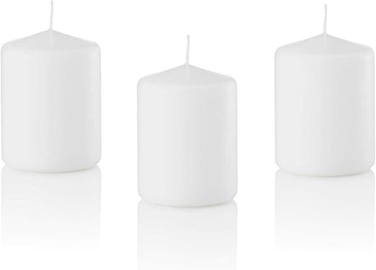 3 X 4 Inch Pillar Candles Set of 12 Bulk Event Pack Round Unscented Premium Wax White Pillar Candles for Wedding, Spa, Party, Birthday, Holiday, Bath, Home Decor (3X4 White)