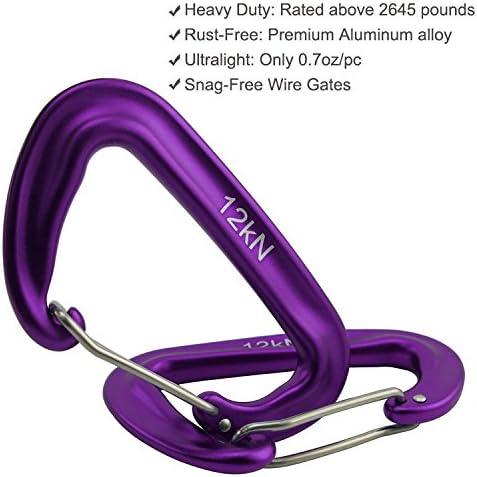 12kN 3.2"x2" Heavy-Duty Carabiner Clips - Durable, Lightweight Aluminum Alloy Carabiners for Hiking, Camping, Keychains, Dog Leashes, Hammocks & More