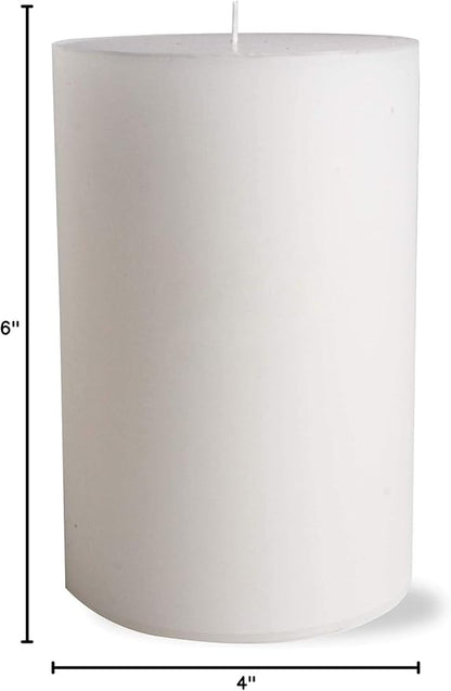 TAG Chapel 4X6 White Pillar Paraffin Wax Candle Unscented Drip-Free Long Burning 130 Hours for Home Decor Wedding Parties 4x6 White
