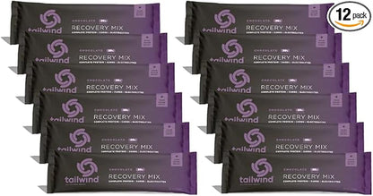 Tailwind Nutrition Recovery Mix, 20 Grams Complete Protein, Carbohydrates, and Electrolytes Powder Drink Mix for Post-Workout, Free of Gluten, Soy, and Dairy, Vegan, 12 Servings, Chocolate