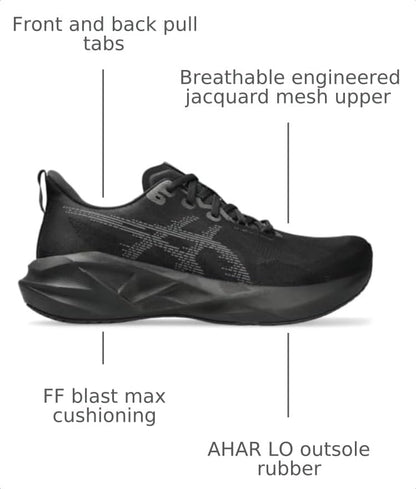 ASICS Men's NOVABLAST 5 Running Shoes, 10.5, Black/Carrier Grey