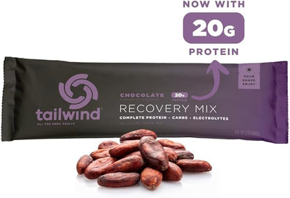 Tailwind Nutrition Recovery Mix, 20 Grams Complete Protein, Carbohydrates, and Electrolytes Powder Drink Mix for Post-Workout, Free of Gluten, Soy, and Dairy, Vegan, 12 Servings, Chocolate