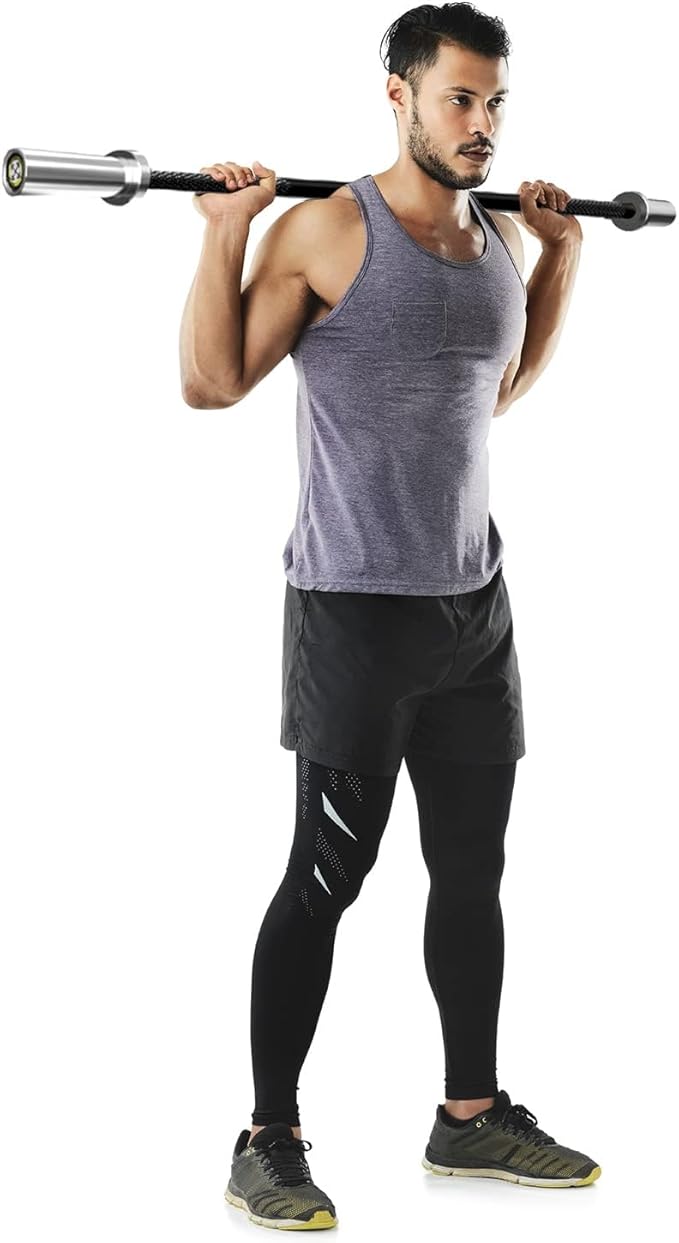 POWER GUIDANCE Chrome Olympic Barbell Bar, 2 Inch Weight Bar for lifting, Hip Thrusts,Universal Strength Training Bars 4ft/5ft/6ft