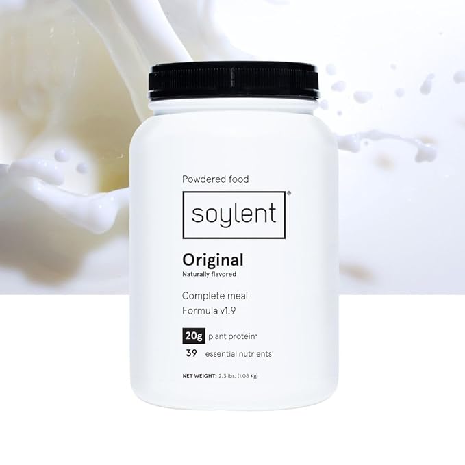 Soylent Complete Nutrition Meal Replacement Protein Powder, Original - Plant Based Vegan Protein, 39 Essential Nutrients - 36.8oz