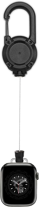 Badge Holder Retractable Clip Compatible with Apple Watch Band Series 10, Ultra 2, SE, 8 7 6 5 4 3 2 1 38mm 40mm 41mm 42mm 44mm 45mm 49mm, Stretchable Badge Reel Clip for iwatch Series 9