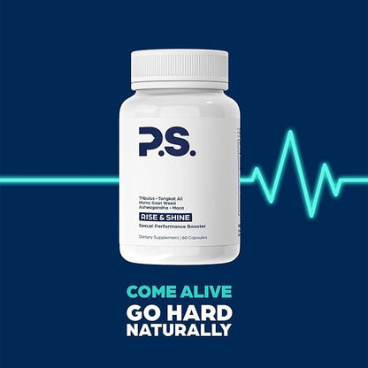 PS Natural Testosterone Booster for Men - Premium D3 and Zinc Supplements for Men with Tribulus, Horny Goat Weed, and Tongkat Ali - Test Booster and Energy Supplements (120 Capsules)