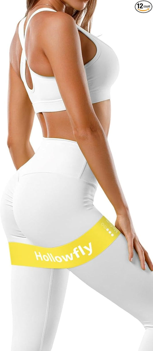 12 Pcs Latex Resistance Loop Exercise Bands for Booty Workout Stretch Exercise Bands Non Slip for Legs Squat Resistance Loop Women Men Starter Butt Hip Thigh Fitness