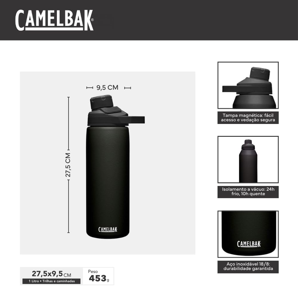 CamelBak Chute Mag Stainless Steel Water Bottle 32oz, Black