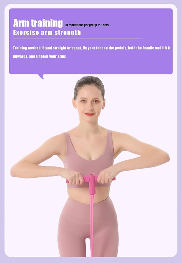 21 Fitness Resistance Bands-4 Tube Pedal Ankle Puller,Pedal Resistance Band with Handle,Resistance Bands,Strength Training, Tummy, Waist, Arm, Leg Slimming, Home Gym Exercise Equipment