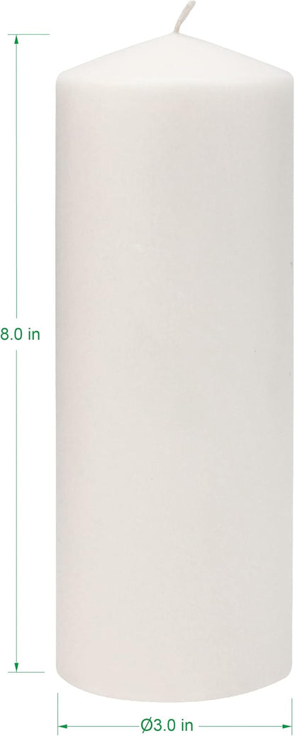 Stonebriar Unscented White Tall Pillar Candles, 80 Hour Burning Candle Pillars, Perfect for Decor, Weddings, Emergencies 3" X 8", 6 count