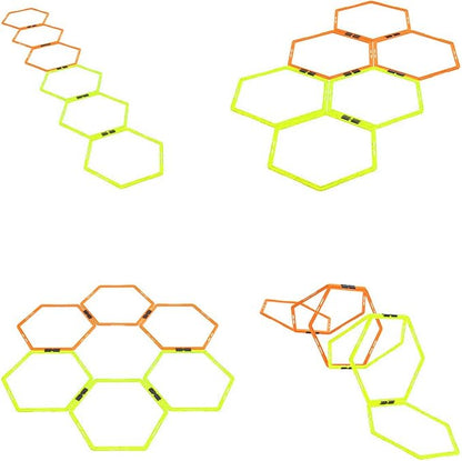 Hex Agility Rings for Speed Training & Agility Footwork Training Speed Hurdles Ladder with Carrying Bag (6 Rings)