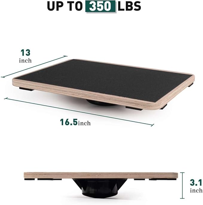 Wooden Wobble Board for Adults - Anti-Slip Balance Board for Stand-Desk Core Strength Therapy