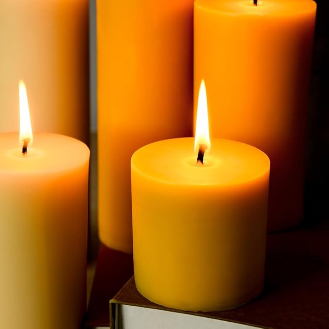 3"x 3" Beeswax Pillar Candle, Made of Pure Natural Beeswax, with Ultra Long Burning Time and Low Allergenicity-Rawï¼?0H