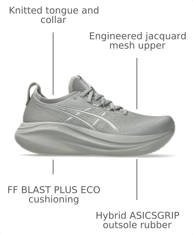 ASICS Men's Gel-Nimbus 27 Running Shoe, 11.5, Seal Grey/Lake Grey