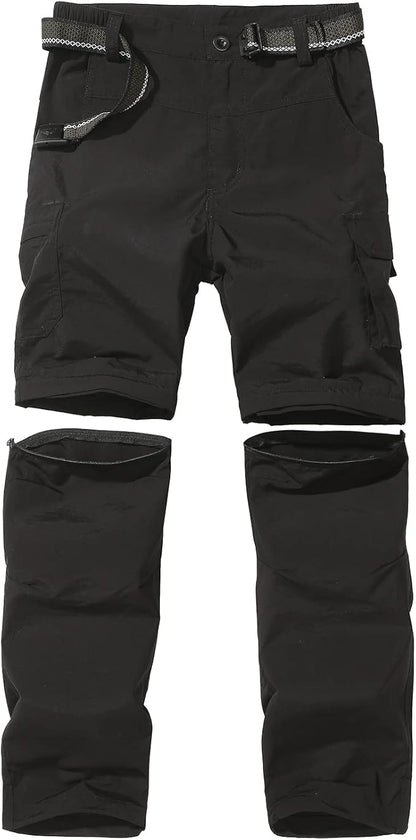 Boy’s Convertible Hiking Pants Lightweight Quick Dry Zip Off Pants for Kids Youth Outdoor UPF 50+ Casual Cargo Trousers