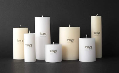 TAG Chapel 3X8 Ivory Pillar Paraffin Wax Candle Unscented Drip-Free Long Burning 115 Hours For Home Decor Wedding Parties 3x8 Ivory