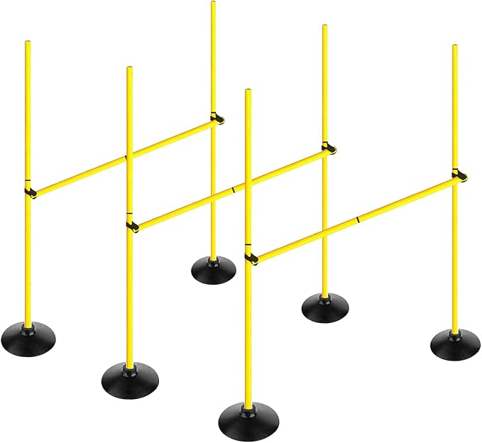 Adjustable Height Agility Hurdle Set Multi-Function Soccer Trainning Pole Set Coaching Sticks with Rubber Base