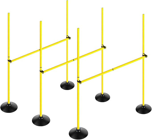 Adjustable Height Agility Hurdle Set Multi-Function Soccer Trainning Pole Set Coaching Sticks with Rubber Base