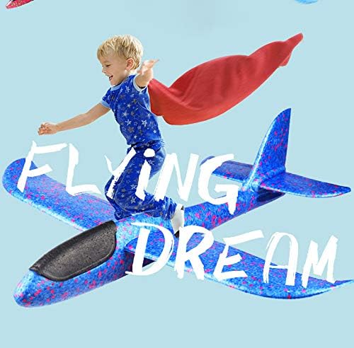 BooTaa 2 Pack Airplane Toys, 17.5" Large Throwing Foam Plane, 2 Flight Mode Glider, Flying Toy for Kids, Birthday Gifts for 3 4 5 6 7 8 9 10 11 12 Year Old Boys Girls, Outdoor Sport Toys Party Favors