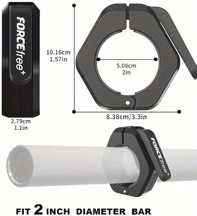 Barbell Clips (Pair), Barbell Clamps, Quick Release Olympic Barbell Clamps with Anti Slip TPR Grip, Barbell Collars for Secure Weightlifting & Powerlifting (Black) (NO MAG, Black)