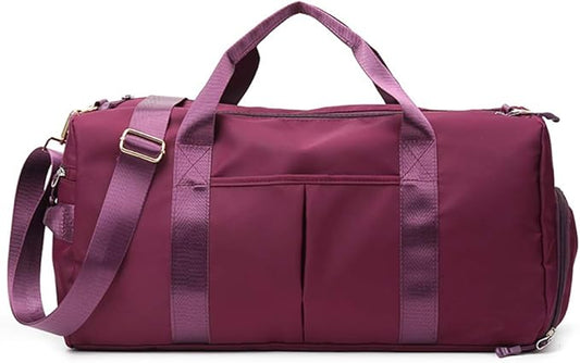 KARRESLY Sports Gym Bag for Women or Men Travel Duffel Bag with Wet Pocket and Shoes Compartment for Training Swim Yoga(Violet)