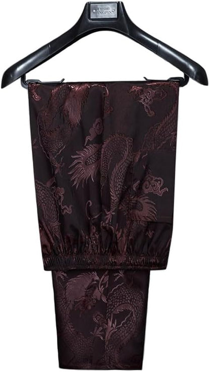 wecotton Tang Suit Men Hanfu Chinese Traditional Clothes Kung Fu Shirt Uniform Long Sleeved Coat Tops and Pants