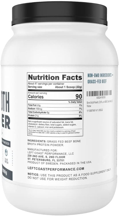 Bone Broth Protein Powder ??Pure Grass-Fed Beef Bone Broth, Unflavored with Natural Collagen, Glucosamine & Gelatin ??Paleo & Keto-Friendly, Non-GMO, Dairy-Free for Gut Health & Joint Support 32oz