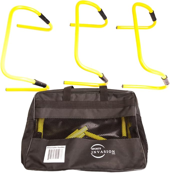 Adjustable Speed Training Hurdle Set of 6 (Adjust to 9" or 12") with Carrying Bag