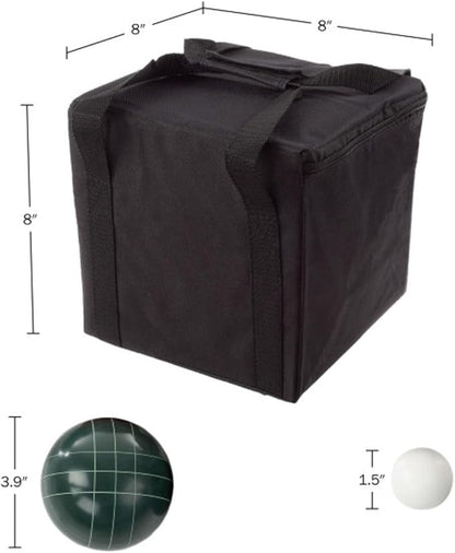 Bocce Ball Set Regulation Size - Lawn Game for Backyard or Beach - Includes Red and Green Bocce Balls, Pallino, and Carrying Case by Trademark Games