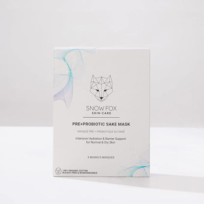 Snow Fox Skincare Pre+Probiotic Sake Mask to Brighten and Evens Out Skin Tone