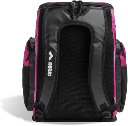 ARENA Spiky III Backpack 45 Swimming Athlete Sports Gym Rucksack Large Training Gear Equipment Swim Bag for Men and Women, 45 Liters, Shocking Pink/Multi