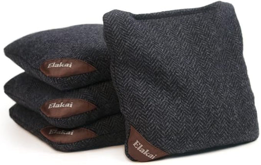 Elakai Cornhole Bags All Weather Single Sided Herringbone Regulation Size and Weight Set of 4 Size