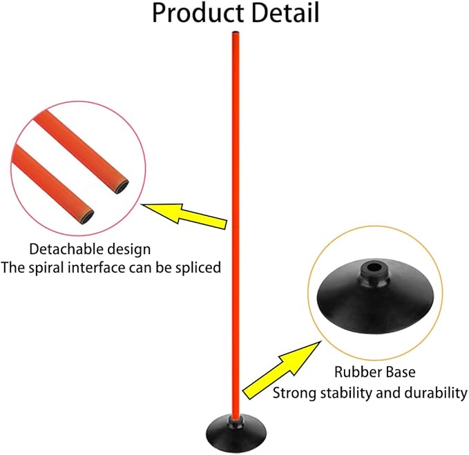 Soccer Basketball Training Poles Detachable Agility Poles Training Equipment, Slalom Drill Speed Training Pole