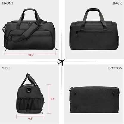 Gym Bag for Men Women, Small Fitness Workout Sports Bag with Wet Pocket & Shoes Compartment, Water Resistant Overnight Weekender Duffel Bag