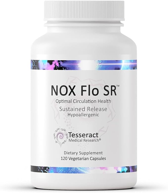 Tesseract NOX Flo SR Nitric Oxide Booster, Vascular Health Supplement, 120 Capsules, Sustained-Release L Citrulline, Coenzyme Q10 & R Lipoic Acid, Circulation & Blood Pressure Support, Hypoallergenic