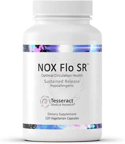 Tesseract NOX Flo SR Nitric Oxide Booster, Vascular Health Supplement, 120 Capsules, Sustained-Release L Citrulline, Coenzyme Q10 & R Lipoic Acid, Circulation & Blood Pressure Support, Hypoallergenic