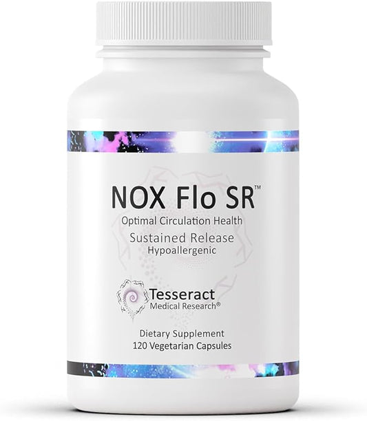 Tesseract NOX Flo SR Nitric Oxide Booster, Vascular Health Supplement, 120 Capsules, Sustained-Release L Citrulline, Coenzyme Q10 & R Lipoic Acid, Circulation & Blood Pressure Support, Hypoallergenic