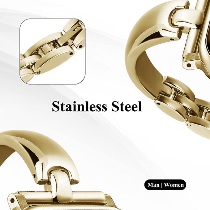 Silm Metal Band Compatible with Fitbit Versa 4/Fitbit Sense 2 Band Cute Women, Bling Jewelry Strap Replacement Compatible for Fitbit Sense/Versa 3 Women (Gold)