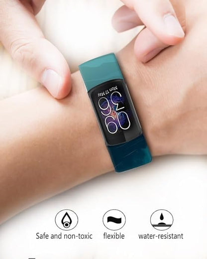 Sport Bands Compatible with Charge 6 /Charge 5 for Women Men,Soft Waterproof Replacement Straps Wristbands for Charge Advanced Fitness Tracker