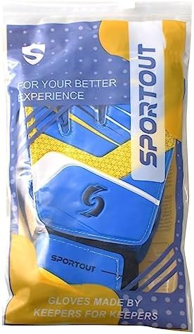 Sportout Kids Goalkeeper Gloves, Soccer Gloves with Double Wrist Protection and Non-Slip Wear Resistant Latex Material to Give Protection to Prevent Injuries