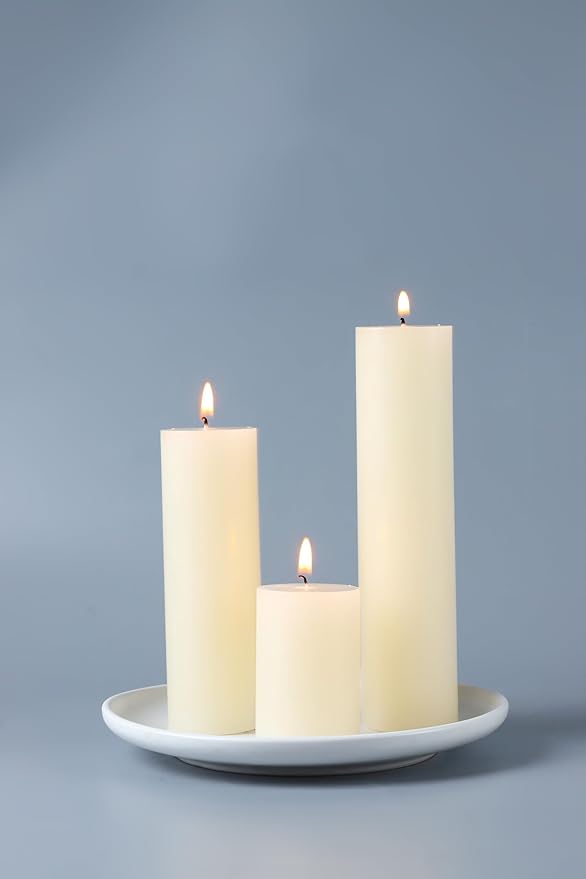 36 Pcs Pillar Candles, Unscented Ivory White Pillar Candles, Smokeless Long Burning Wax Candles for Wedding Centerpieces, Valentines Day, Fireplace, Special Occasion, 2 in by 3, 5.9, 7.8IN