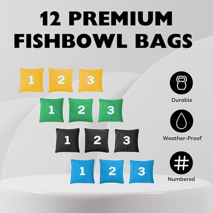 The Ultimate Bag Toss Yard Game - Portable Game Set Lawn & Beach for Family, College and Adults - Includes 12 Bags, Collapsible Base, Game Board & Case - Outdoor Games - Cornhole Set