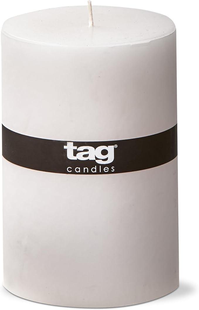 TAG Chapel 4X6 White Pillar Paraffin Wax Candle Unscented Drip-Free Long Burning 130 Hours for Home Decor Wedding Parties 4x6 White