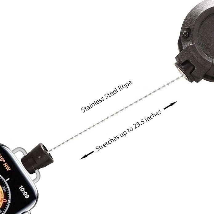 Badge Holder Retractable Clip Compatible with Apple Watch Band Series 10, Ultra 2, SE, 8 7 6 5 4 3 2 1 38mm 40mm 41mm 42mm 44mm 45mm 49mm, Stretchable Badge Reel Clip for iwatch Series 9