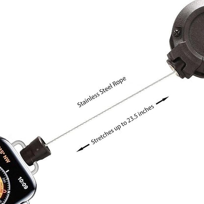 Badge Holder Retractable Clip Compatible with Apple Watch Band Series 10, Ultra 2, SE, 8 7 6 5 4 3 2 1 38mm 40mm 41mm 42mm 44mm 45mm 49mm, Stretchable Badge Reel Clip for iwatch Series 9