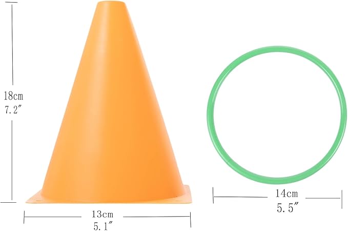 Generic 30 pcs Carnival Games Set Plastic Colorful Cones Ring Toss Combo Set Outdoor Carnival Games for Kids Adults Birthday Party Outdoor Throwing Games