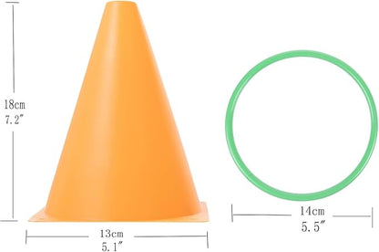 Generic 30 pcs Carnival Games Set Plastic Colorful Cones Ring Toss Combo Set Outdoor Carnival Games for Kids Adults Birthday Party Outdoor Throwing Games