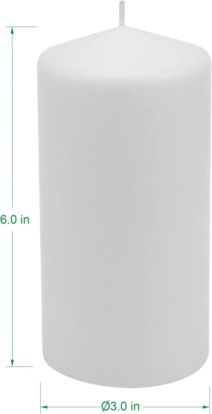 Stonebriar 3 Pack Tall 3 x 6 Inch 65 Hour Long Burning Unscented White Wax Pillar Candles