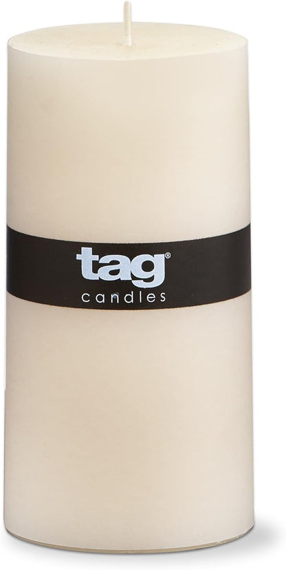 TAG Chapel 3X6 Ivory Pillar Paraffin Wax Candle Unscented Drip-Free Long Burning 85 Hours For Home Decor Wedding Parties 3x6 Ivory